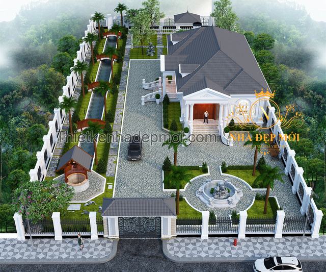 Nhà biệt thự đẹp hiện đại 2 tầng với nét đẹp giản dị ở vùng quê Thái Bình