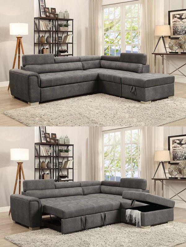 Mẫu ghế sofa giường tông màu đen sang trọng, phù hợp với phòng khách hiện đại, đương đại tông trung tính sáng chủ đạo. 