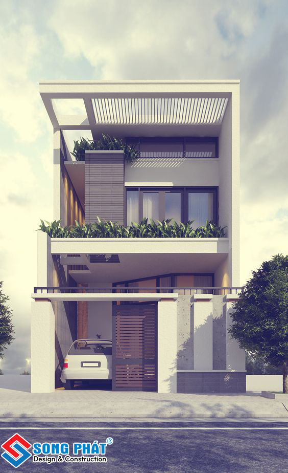 Thiết kế mẫu nhà phố 2 tầng 5x12m đẹp 3 phòng ngủ hiện đại - Xây Dựng Song Phát