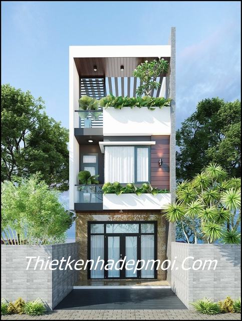 Top 5 mẫu nhà đẹp 2 tầng 5x15m mái bằng trẻ trung hiện đại 2021