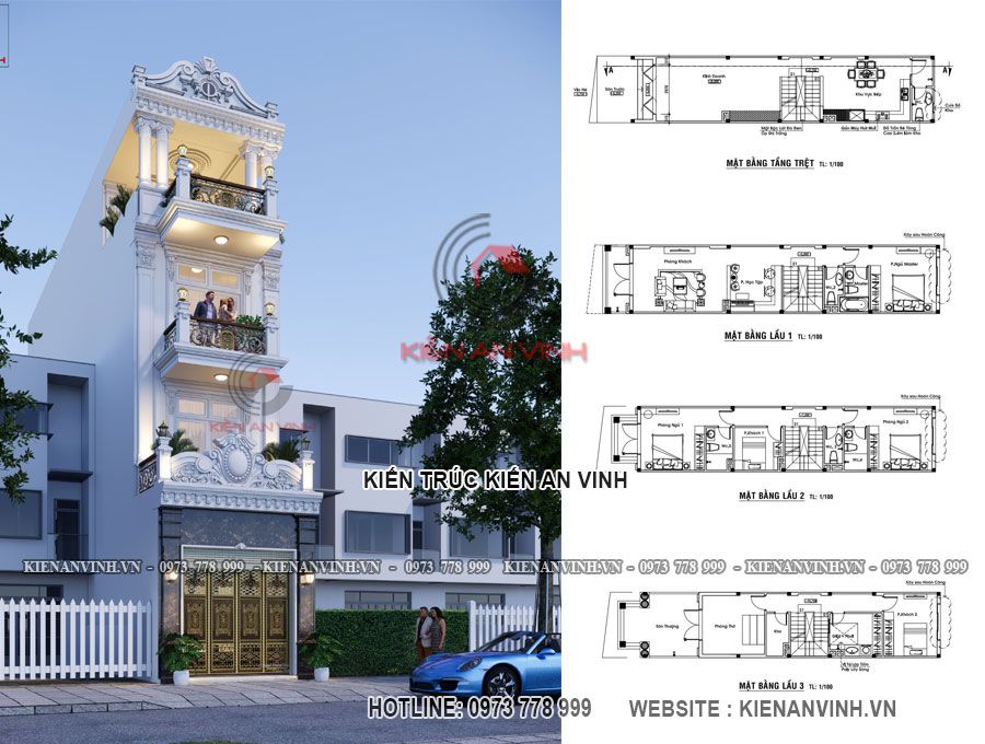 Top 30 mẫu thiết kế nhà ống tân cổ điển nhà phố | Kiến An Vinh