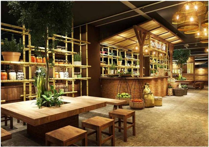 Thiết kế nhà hàng phong cách đồng quê đơn giản phá cách - Hoàng Minh