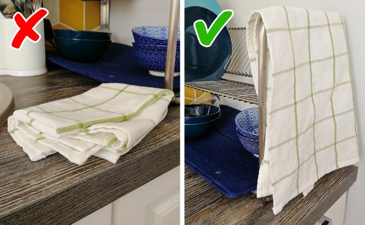 khăn kẻ sọc dùng trong nhà bếp