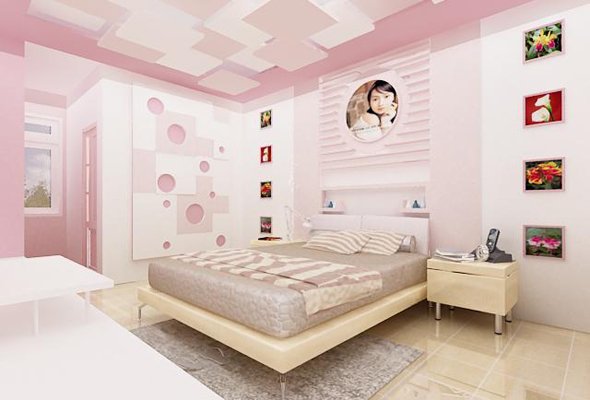 Mẫu thiết kế phòng ngủ bé gái điển hình với tông màu hồng - trắng kết hợp nhẹ nhàng, tinh tế. Căn phòng được trang trí đơn giản, linh hoạt để dễ dàng thay đổi khi cần.
