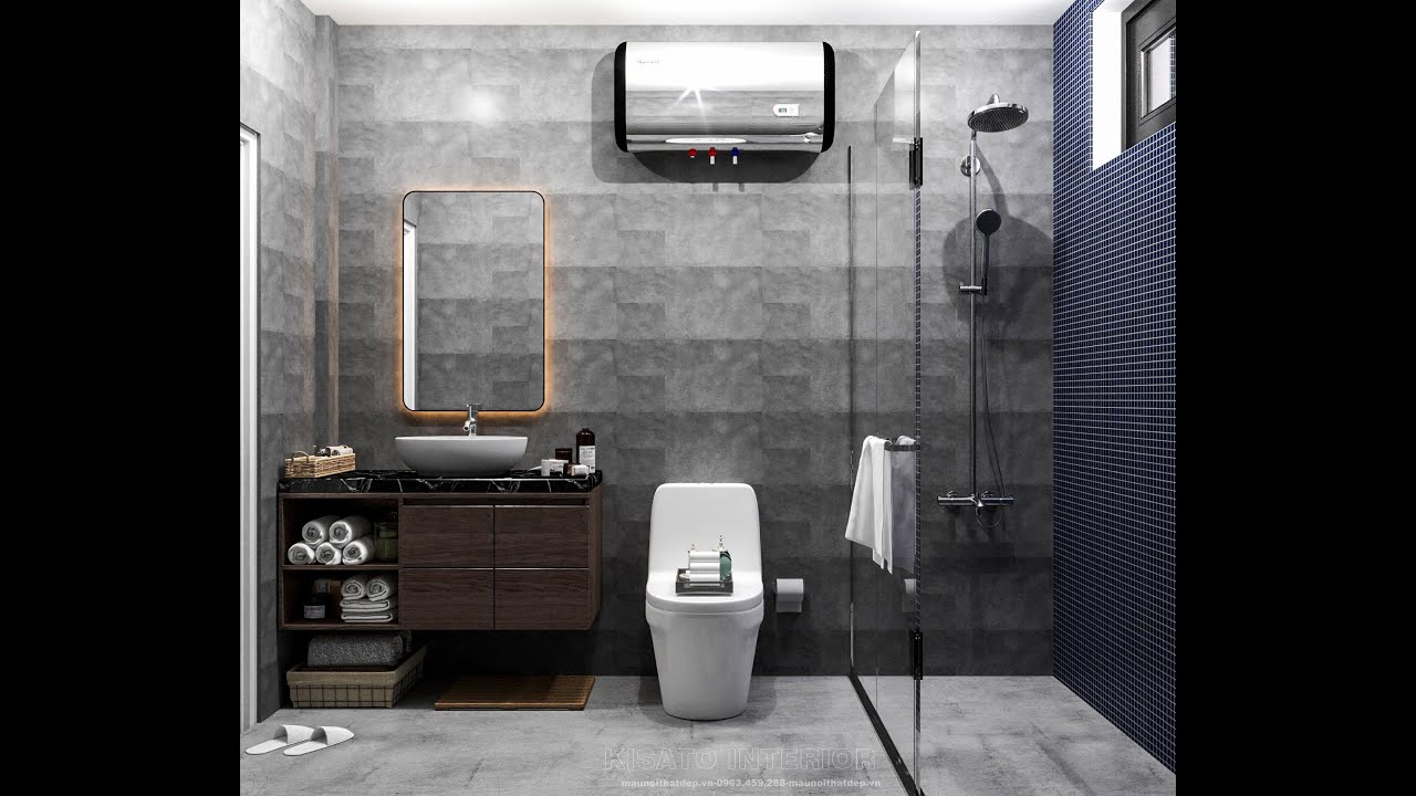 Phòng tắm - vệ sinh đầy đủ tiện nghi hiện đại trong nhà cấp 4 mái Thái.