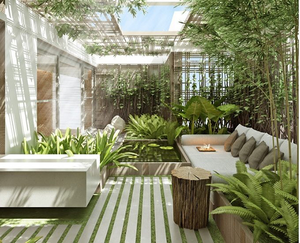 Thiết kế sân vườn nhà ống – Cách lựa chọn các mẫu thiết kế sân vườn hợp với nhà bạn