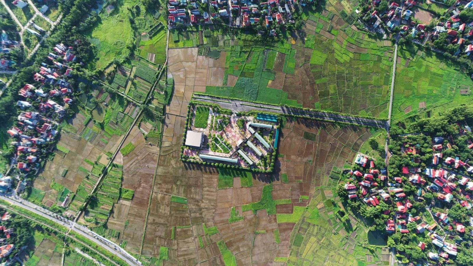Khu đất triển khai dự án khu đô thị Định Trung nhìn từ trên cao.