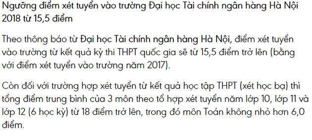 [TaiMienPhi.Vn] Điểm chuẩn Đại học Tài chính Ngân hàng Hà Nội 2021, 2010, điểm xét tuy
