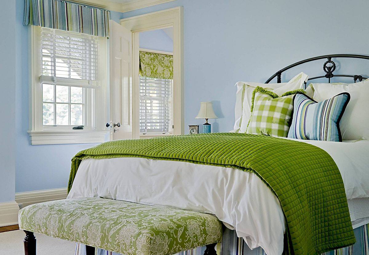 Phòng ngủ màu xanh lá cây và xanh lam