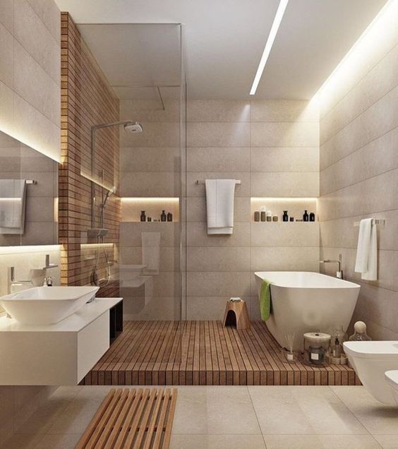 Phòng tắm, vệ sinh trong nhà vườn 2 tầng mái Thái được trang bị đầy đủ tiện ích, tạo cảm giác như spa tại nhà.